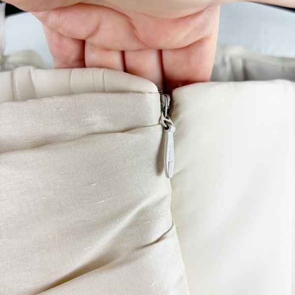 Rachel Gilbert Kace Draped Bow Slit Gown Cream Beige Size 6 Formal Evening Party - Picture 5 of 10